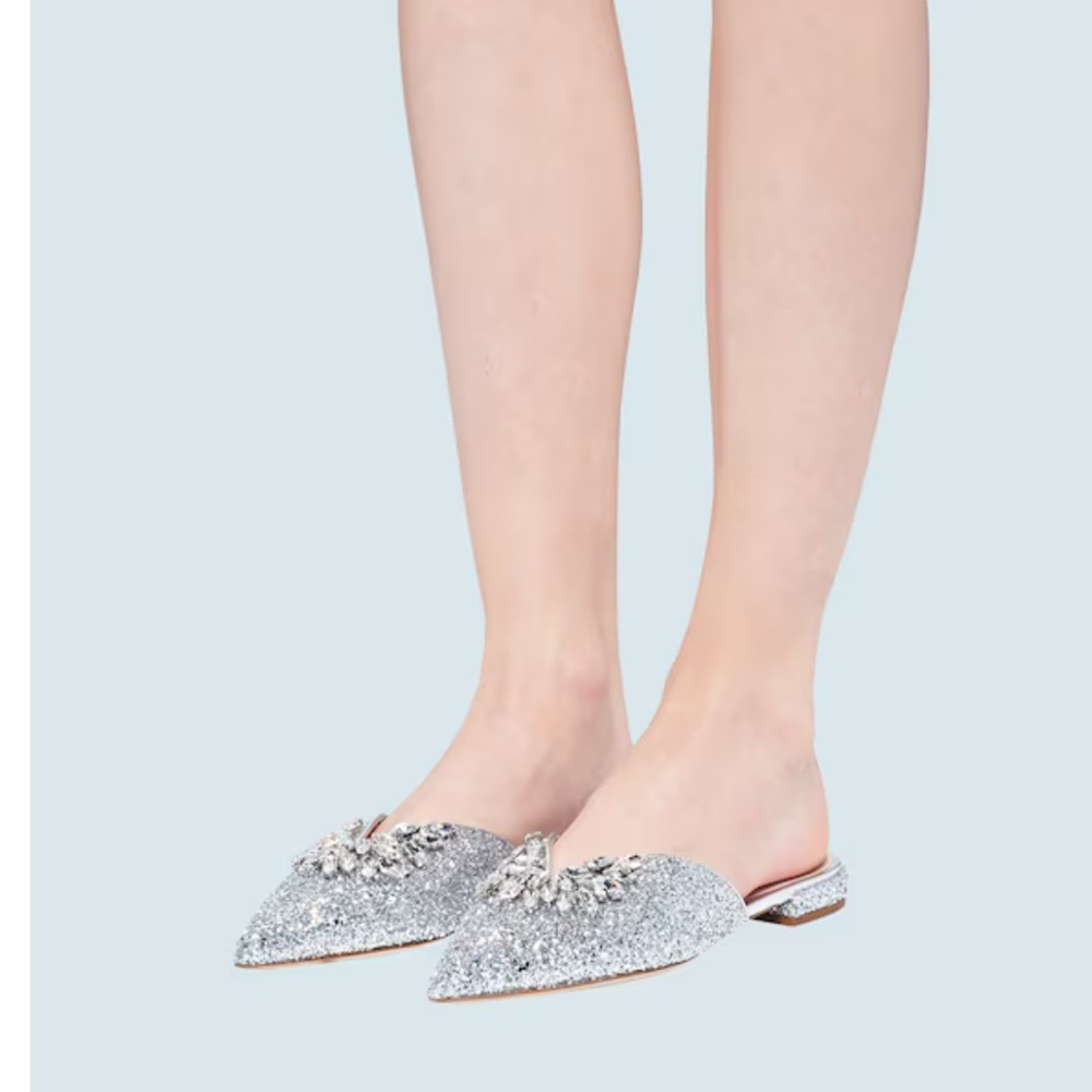 Miu Miu Embellished Glittered Mules